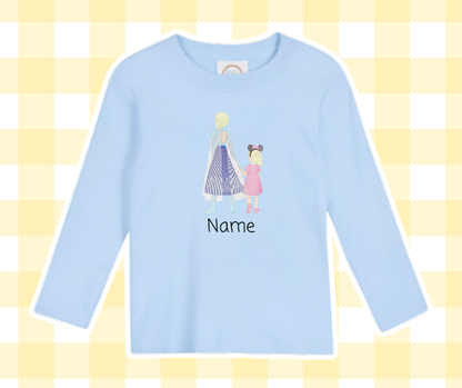 Blue Ice Princess and Girl Magical Moments Embroidered Sketch Basic