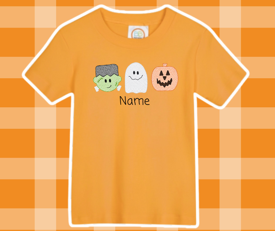 Frankie Halloween Fall Sketch Embroidered Kids Basic