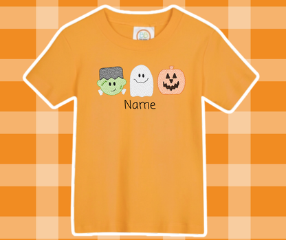 Frankie Halloween Fall Sketch Embroidered Kids Basic