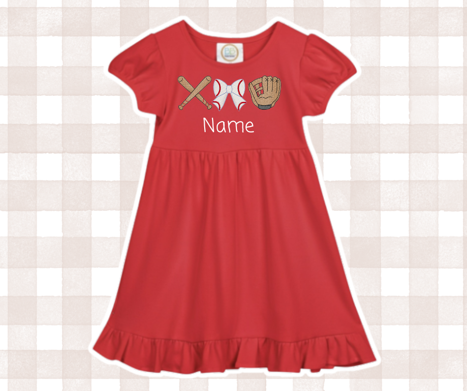 Girls Baseball Trio Kids Sports Embroidered Basics
