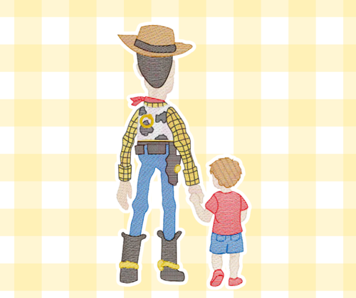 Toy Cowboy and Boy Magical Moments Embroidered Sketch Basic