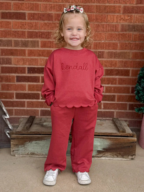 PREORDER - Casual Christmas Girls Scalloped Set