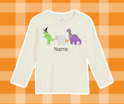Dino Costume Halloween Fall Sketch Embroidered Kids Basic