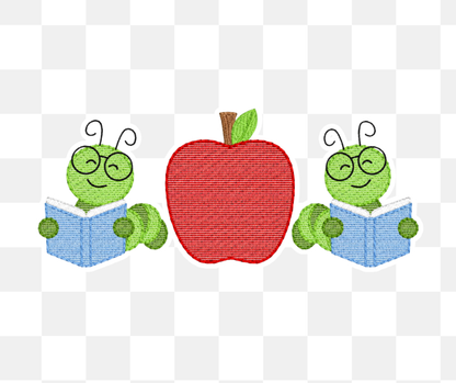 Worm and Apple Back to School Embroidered Basics