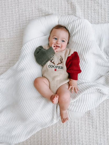 PREORDER - Casual Christmas Colorblock Chunky Sweater Romper