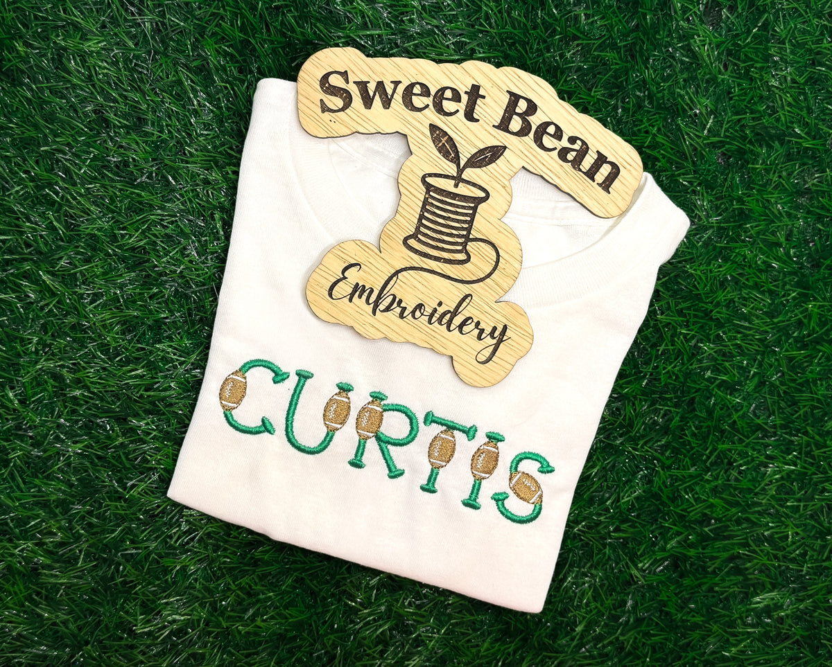 Football Name Embroidered Shirt, Dress, or Bubble