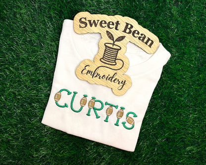 Football Name Embroidered Shirt, Dress, or Bubble