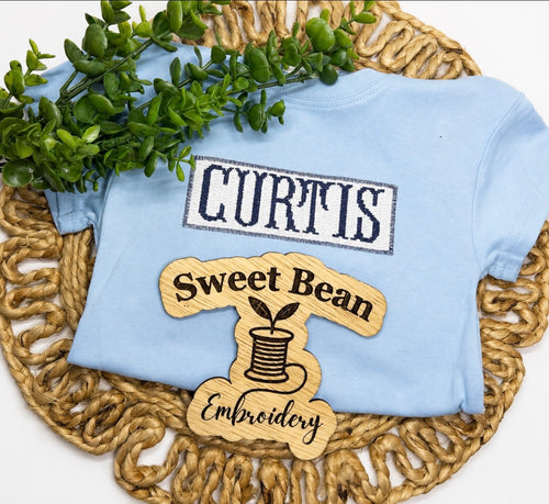 Faux Smock Nameplate Embroidered Shirt, Dress, or Bubble