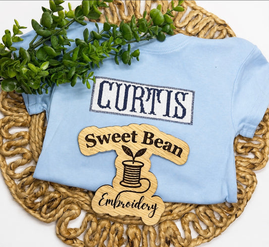Faux Smock Nameplate Embroidered Shirt, Dress, or Bubble