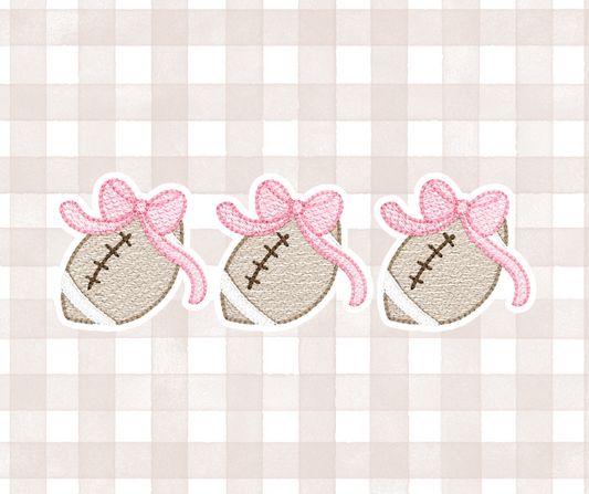 Girly Bow Football Trio Kids Sports Embroidered Basics