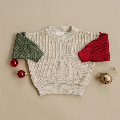 PREORDER - Casual Christmas Colorblock Chunky Sweater