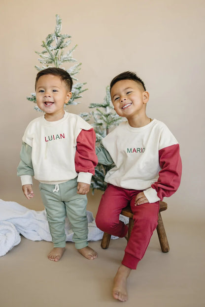 PREORDER - Casual Christmas Colorblock Sweatshirt