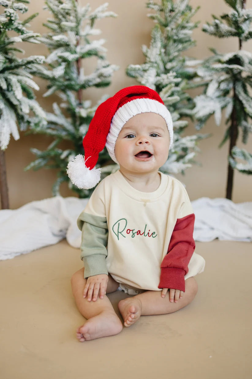 PREORDER - Casual Christmas Colorblock Sweatshirt Romper
